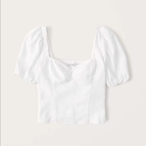 Short sleeve cinched linen blend top